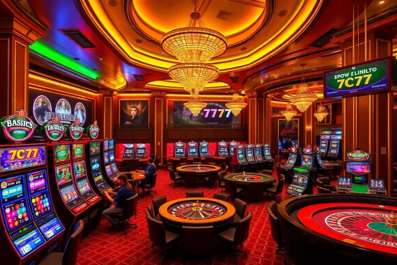 Experience the excitement of gambling with 7C77 in a vibrant casino setting.