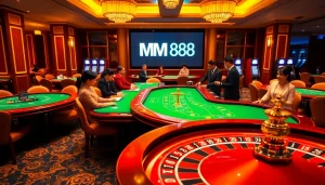 Experience thrilling gameplay at MM 88 with vibrant tables and elite dealers in a luxurious casino atmosphere.