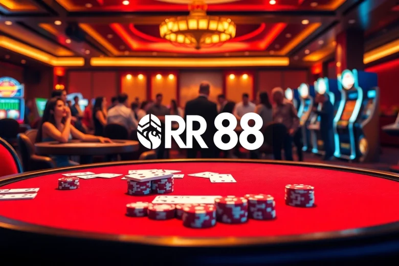 Experience the excitement of RR 88 with vibrant casino tables and engaging gamblers.