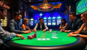 Engaged players at a blackjack table showcasing the excitement of 888 new casino gaming.