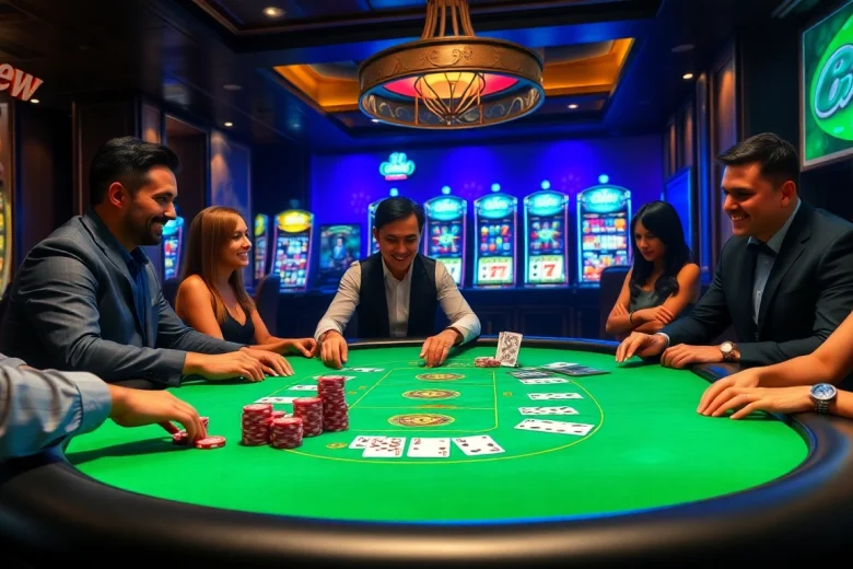 Engaged players at a blackjack table showcasing the excitement of 888 new casino gaming.