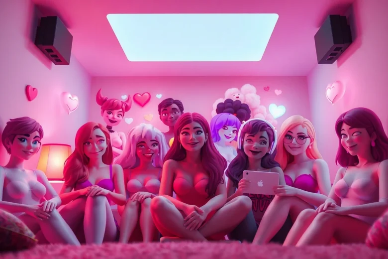 Engaging scene depicting free AI sex chat with playful avatars and inviting ambiance.