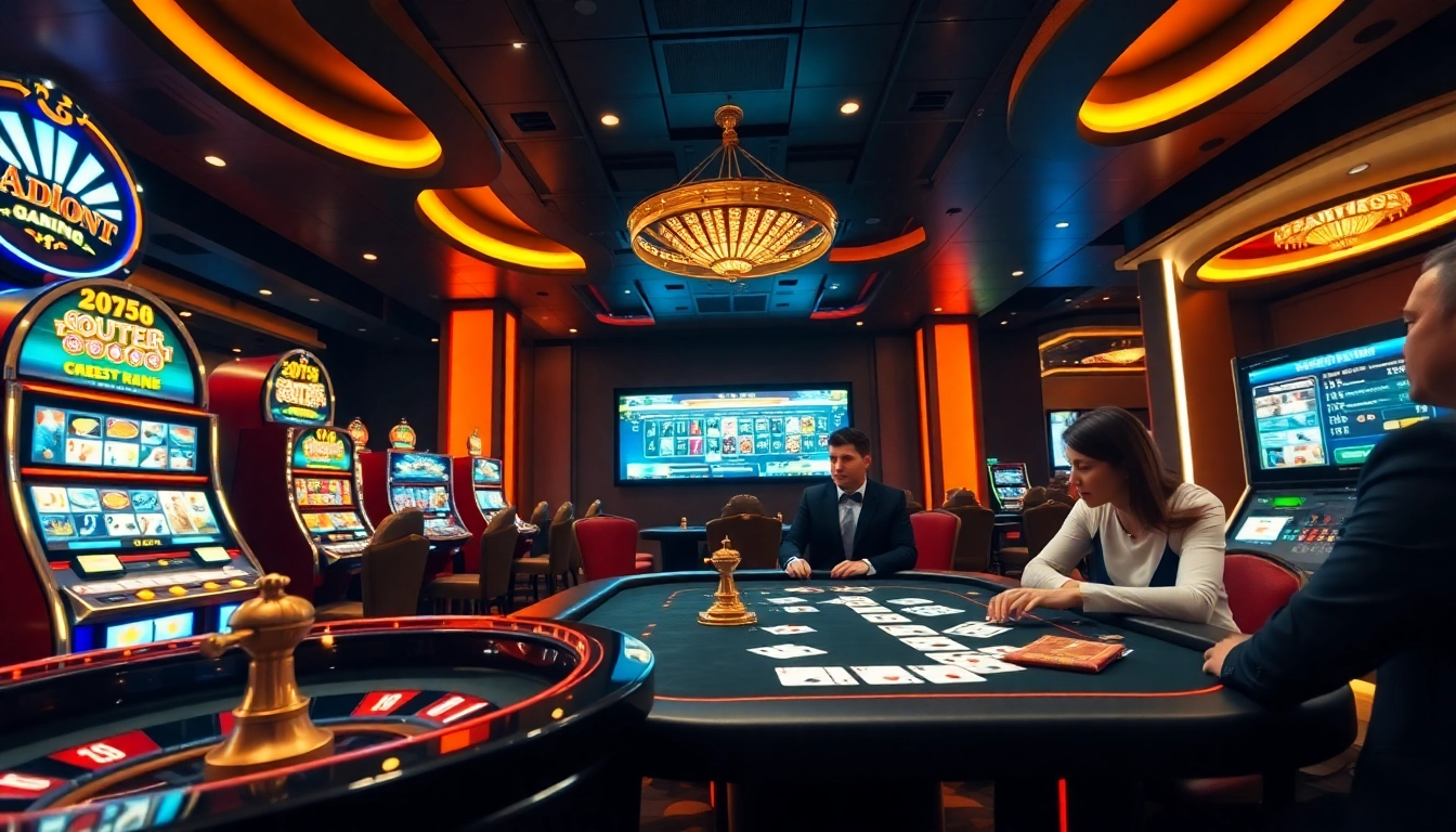 Exciting gambling scene at xx88 casino with roulette wheel and poker table.