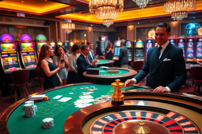 Engage in thrilling MK8 gaming with poker chips and vibrant slot machines set in a luxurious casino environment.