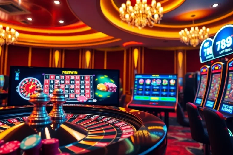 Experience thrilling gambling with 789win featuring poker chips and a roulette wheel.