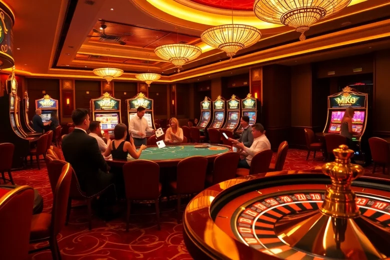 Engaging MK8 players enjoying high-stakes gambling at a luxurious casino table.