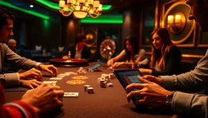 Engaged players enjoying a game at ClubGG poker club with quality chips and cards.