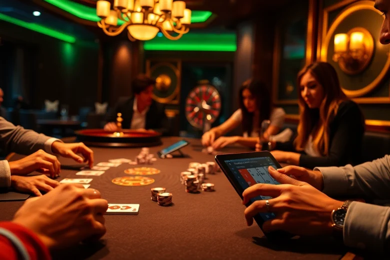 Engaged players enjoying a game at ClubGG poker club with quality chips and cards.