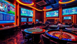 Place safe sports bets (สมัครแทงบอล) in a luxurious betting lounge filled with excitement.