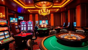 Players enjoying a thrilling game at the luxurious casino, promoting https://nh8833.com/ as the ultimate betting destination.