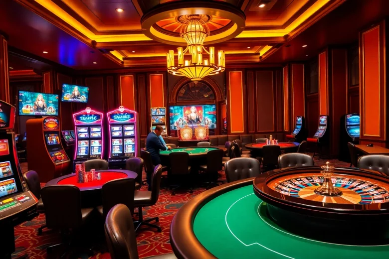 Players enjoying a thrilling game at the luxurious casino, promoting https://nh8833.com/ as the ultimate betting destination.
