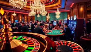 A captivating scene of lively casino action at https://1haywin.us.com/, showcasing poker and roulette excitement.