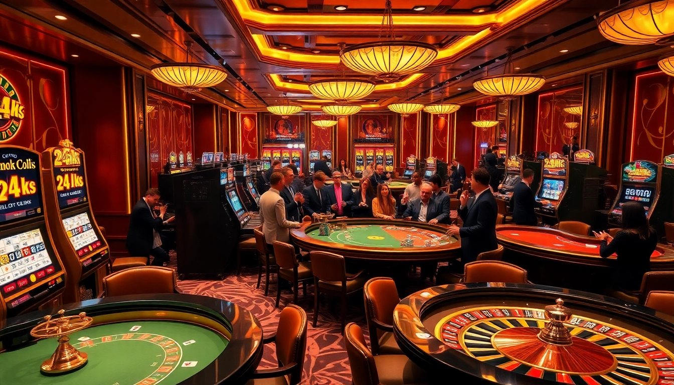 Players enjoying high-stakes games in the opulent atmosphere of the 24k club casino.