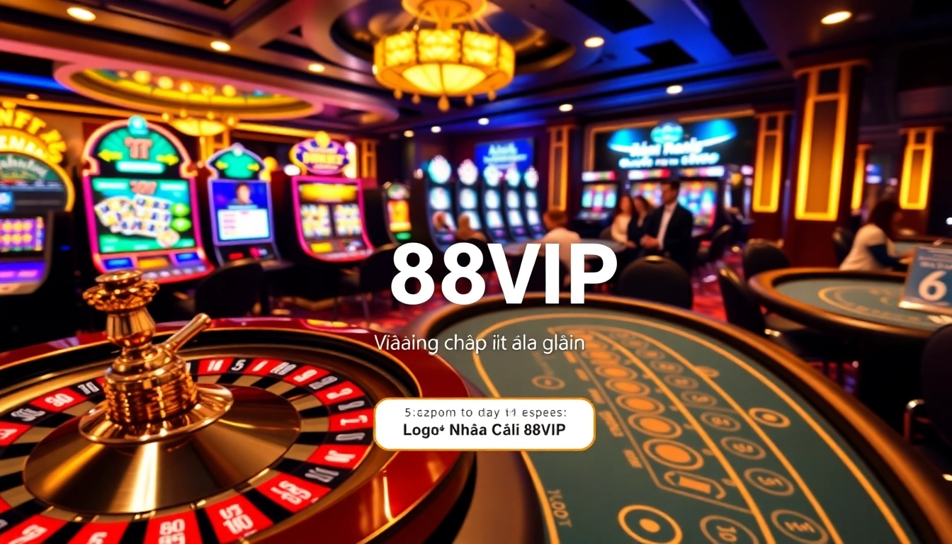 Engage in thrilling action at Đăng Nhập Nhà Cái 68VIP with a vibrant casino setting showcasing roulette and blackjack tables.