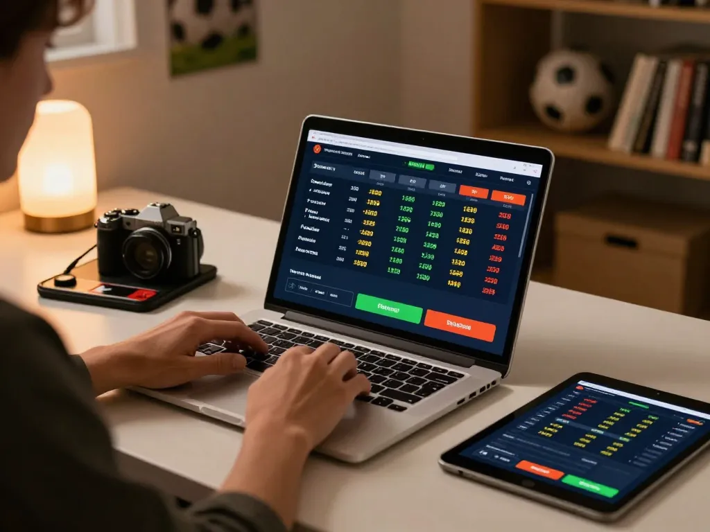 Engaging in online sports betting with kèo nhà cái displayed, showcasing bets and strategy.