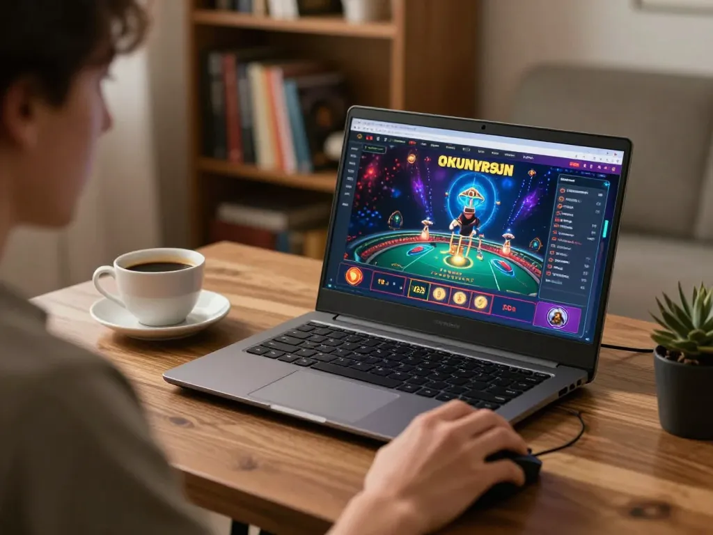 Engaging online gaming scene showcasing a user focused on f8beta2 casino options