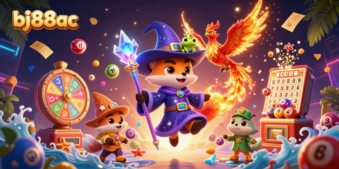 Engage with thrilling games at bj88ac, featuring dazzling lottery balls and a magical casino atmosphere.