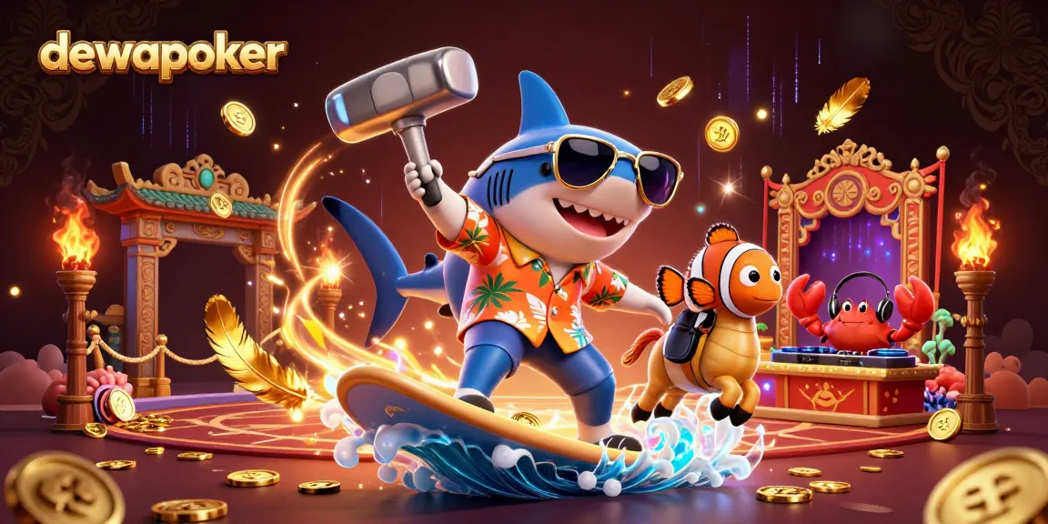 Engage in exciting strategies at dewapoker while witnessing a vibrant 3D casino scene.
