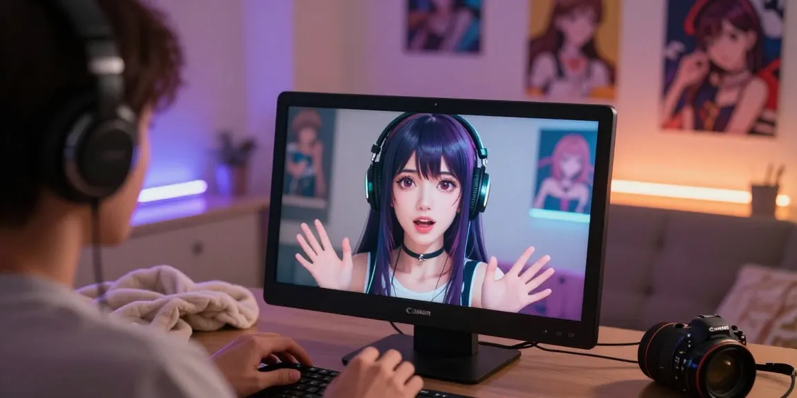 Engaging in a hentai ai chat with a realistic AI character on a digital device amidst cozy ambient lighting.