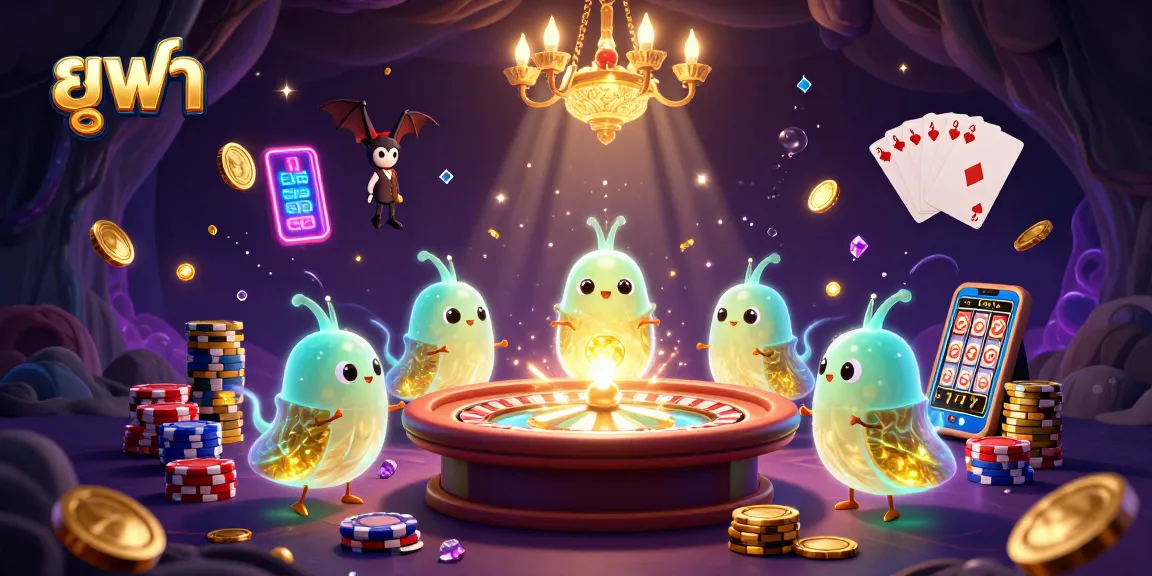 Experience the thrill of ยูฟ่า gaming with vibrant glowworm characters lighting up a lively casino scene.