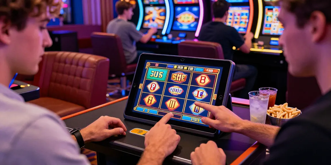 Player enjoying thrilling bonus buy slots at a vibrant online casino with colorful graphics and lively atmosphere.